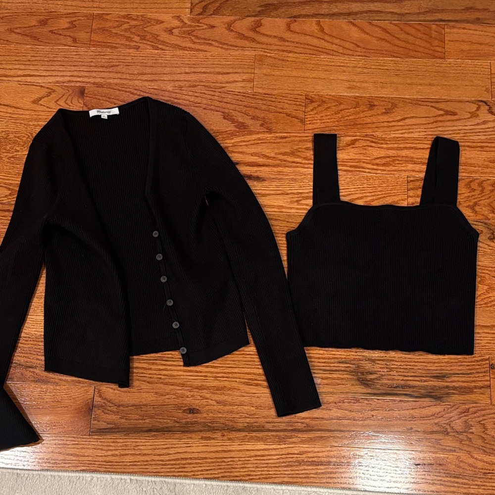 Madewell Black Women's Cardigan and Tank Set